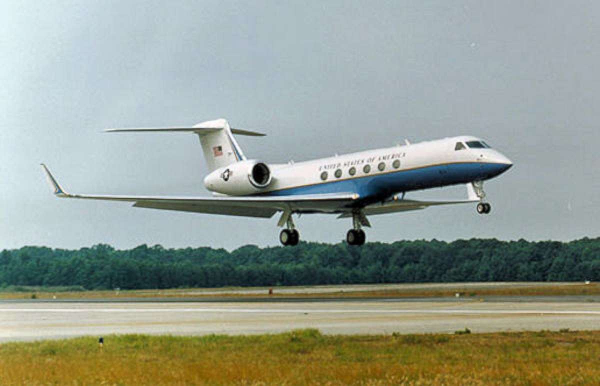 PHOTO: Air Force handout photo showing a C-37A Gulfstream V Military jet. 