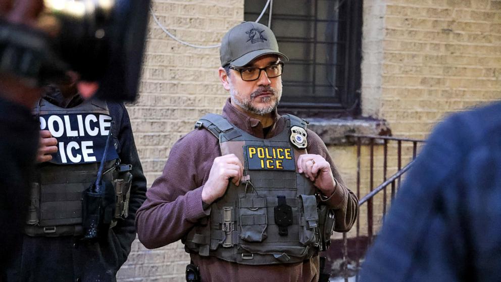PHOTO: In this handout photo provided by ICE, ICE Acting Director Caleb Vitello, conducted targeted enforcement operations resulting in the arrest of an illegal Dominican national, on Jan. 28, 2025, in New York.