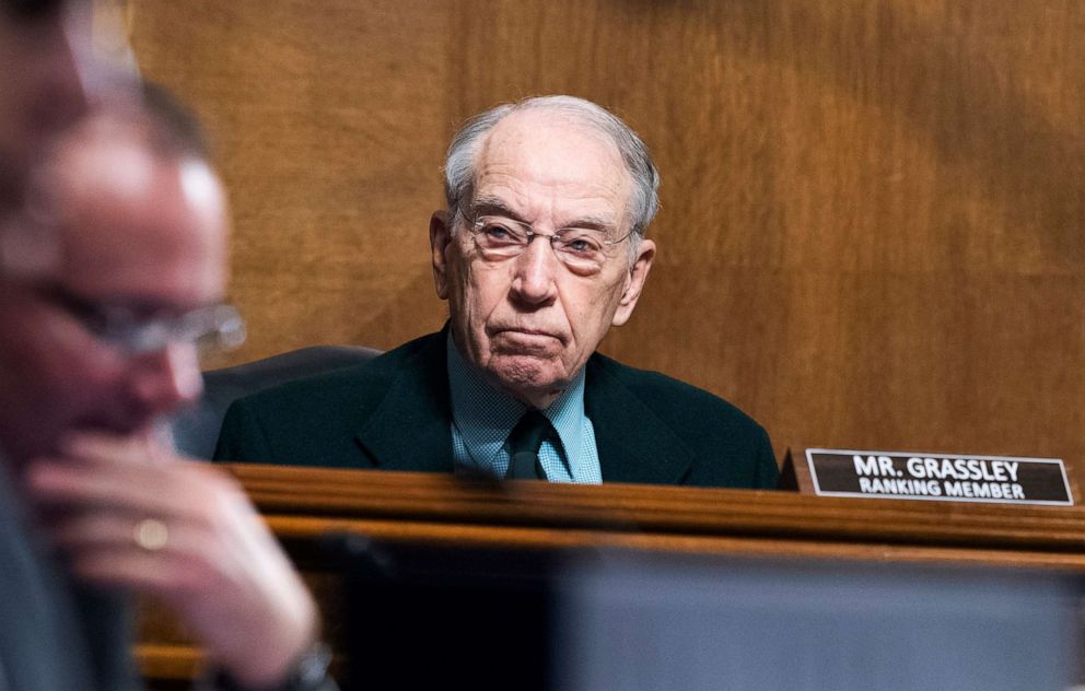 PHOTO: Sen. Chuck Grassley attends the Senate Judiciary Committee in Washington, March 17, 2021. 