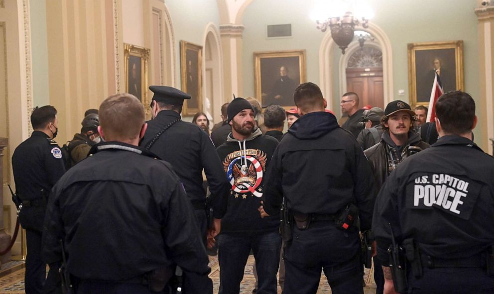 PHOTO: Supporters of President Donald Trump enter the US Capitol on January 6, 2021, in Washington, D.C.  