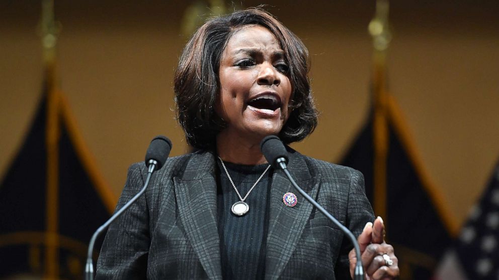 PHOTO: Rep. Val Demings speaks as members of Congress share their recollections on the first anniversary of the attack on the Capitol, Jan. 6, 2022, in the Cannon House Office Building in Washington, D.C. 