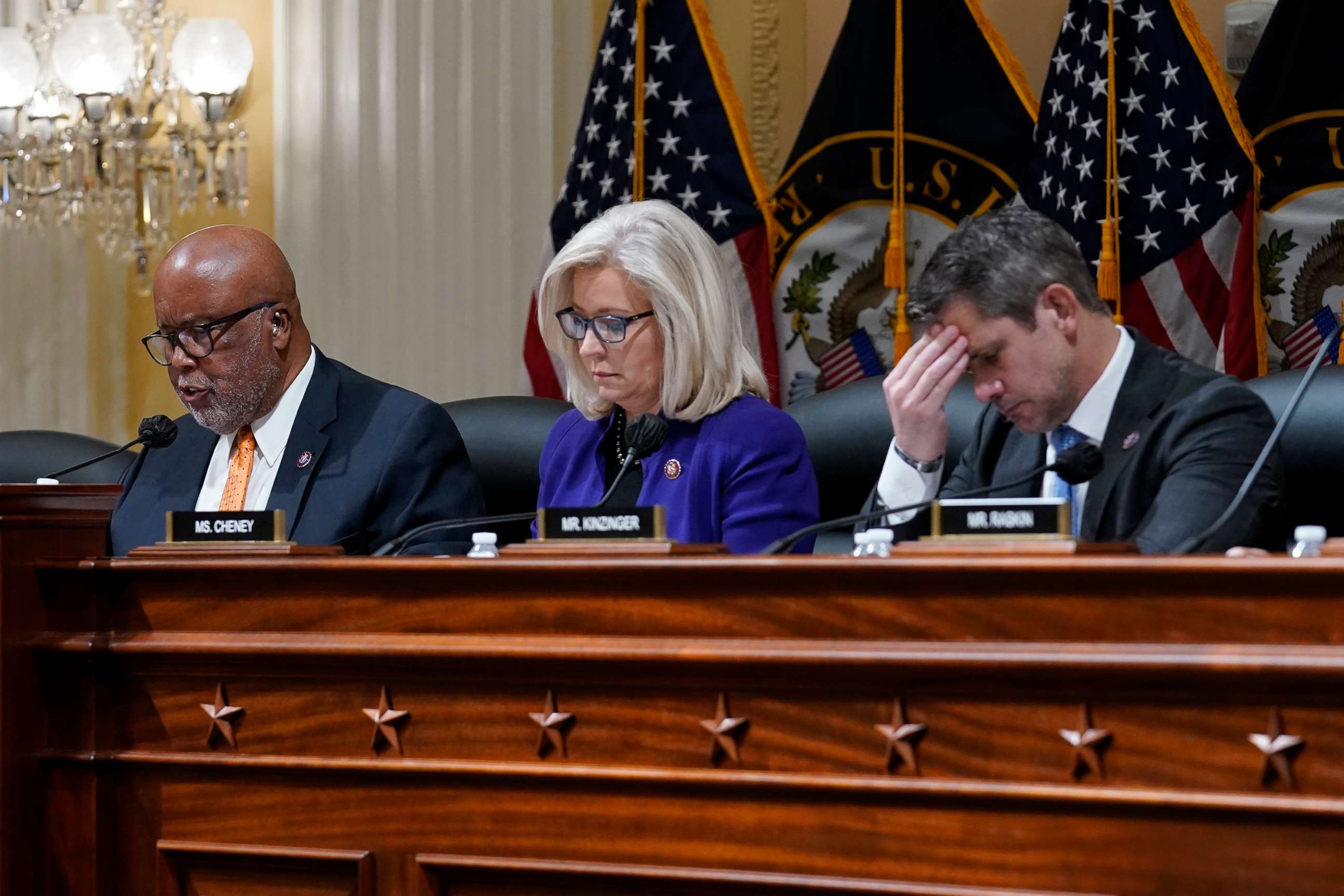 PHOTO: Rep. Bennie Thompson, chair of the House select committee tasked with investigating the Jan. 6 attack on the Capitol speaks as the committee meets to hold Steve Bannon, Oct. 19, 2021.