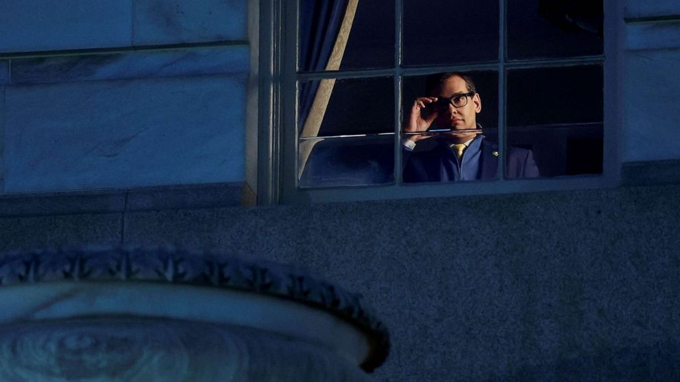 PHOTO: FILE - U.S. Representative George Santos poses for a portrait while looking out from the window of his office in the Longworth House Office Building on Capitol Hill in Washington, D.C., Feb. 28, 2023.