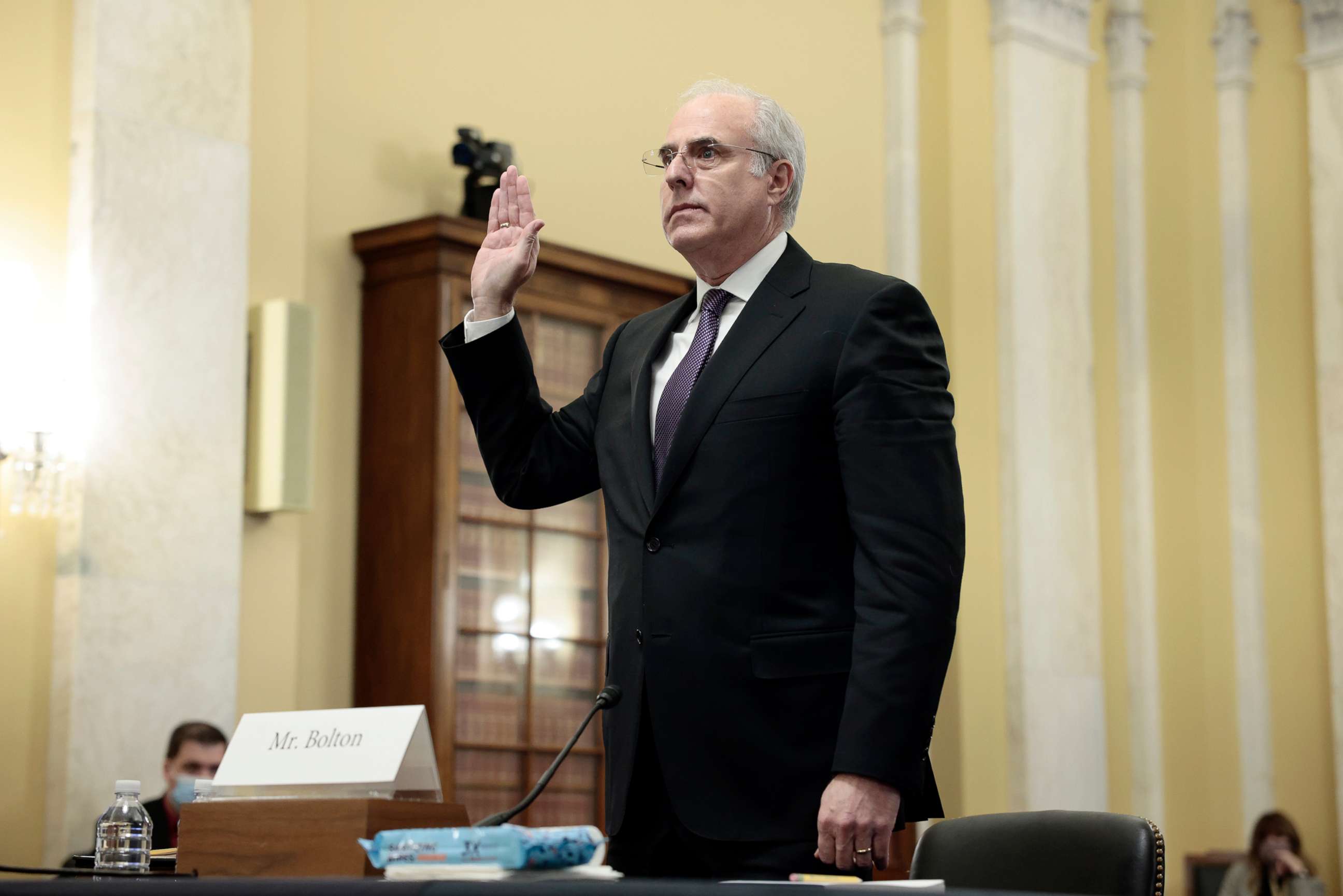 PHOTO: Inspector General of the U.S. Capitol Police Michael Bolton is sworn in before an oversight hearing with the Senate Rules and Administration in the Russell Senate Office Building in Washington,  Dec. 07, 2021.