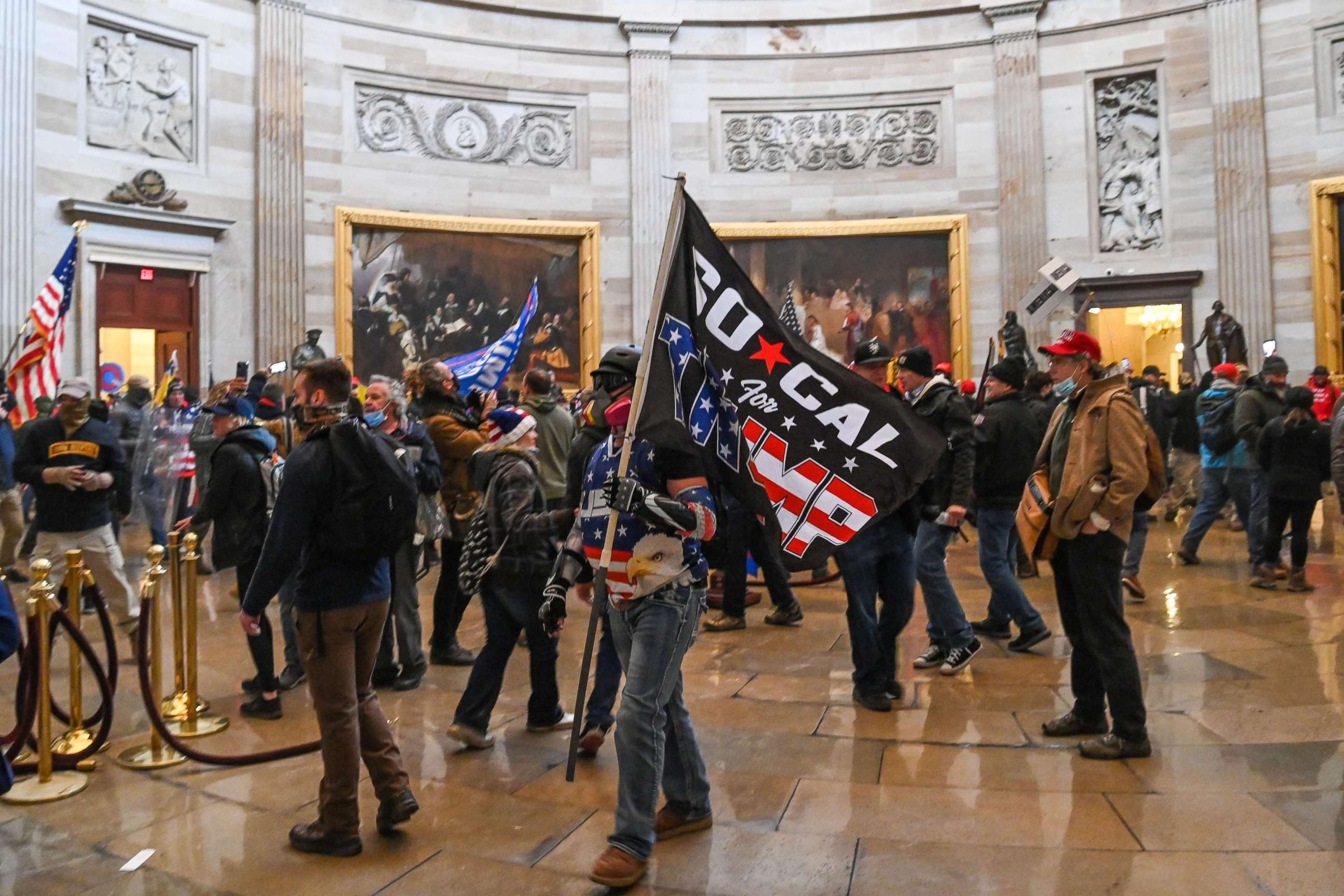 PHOTO: Supporters of President Donald Trump roam under the Capitol Rotunda after invading the Capitol building on Jan. 6, 2021, in Washington, D.C.