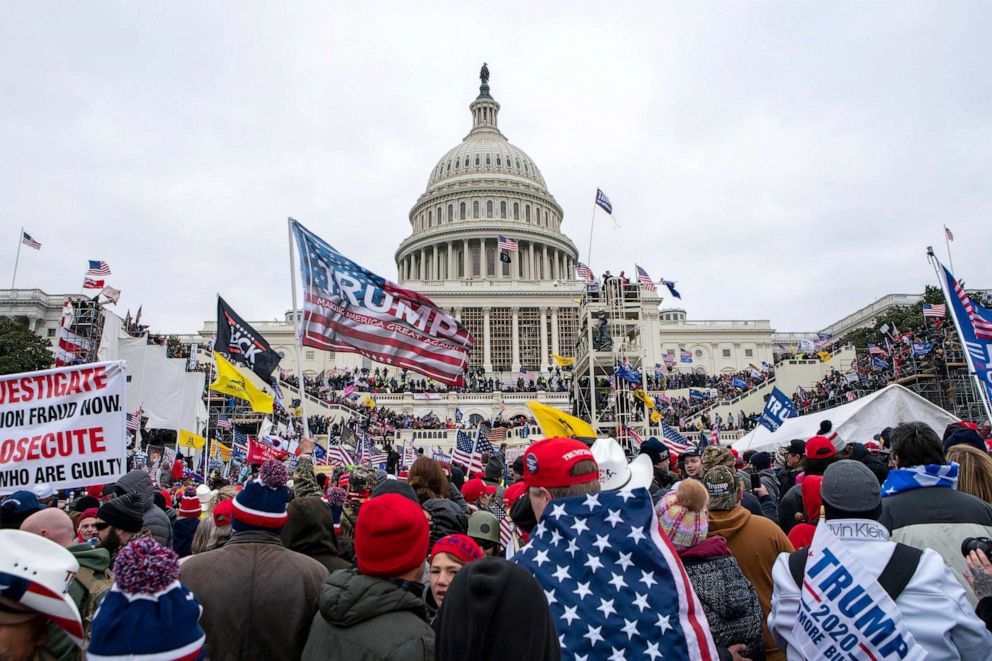 PHOTO: FILE - Rioters loyal to President Donald Trump rally at the U.S. Capitol in Washington, Jan. 6, 2021.
