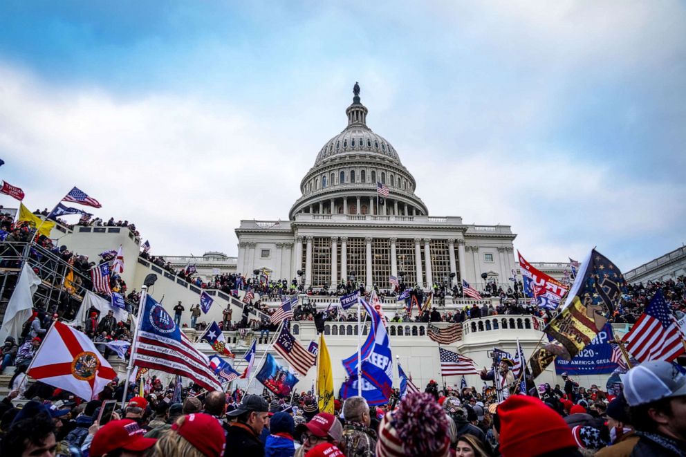PHOTO: In this Jan. 6, 2021, file photo, Trump supporters storm the U.S. Capitol in Washington, D.C.