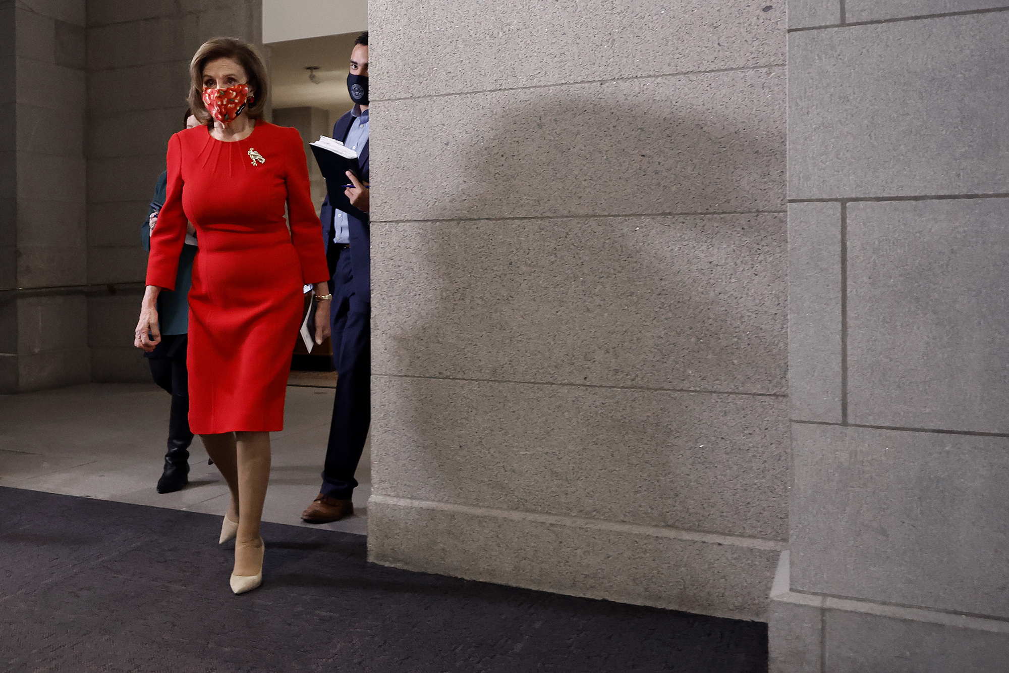 PHOTO: Speaker of the House Nancy Pelosi arrives for a House Democratic caucus meeting at the U.S. Capitol in Washington, Dec. 14, 2021.