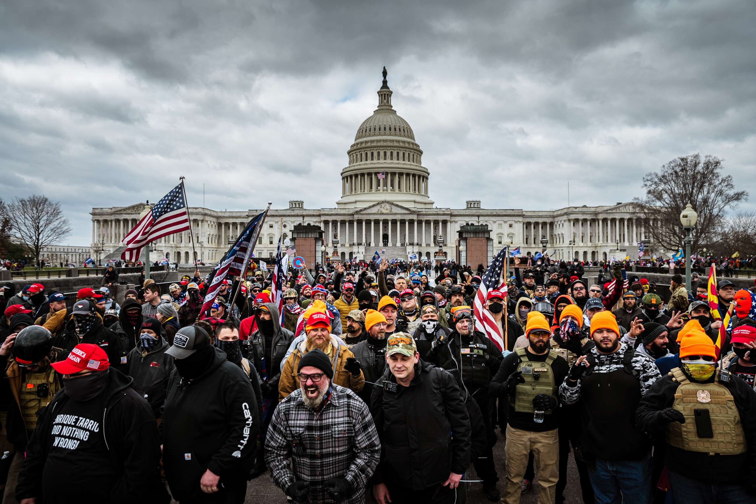 PHOTO: Pro-Trump protesters gather in front of the Capitol Building in Washington, Jan. 6, 2021. A pro-Trump mob stormed the Capitol, breaking windows and clashing with police officers.