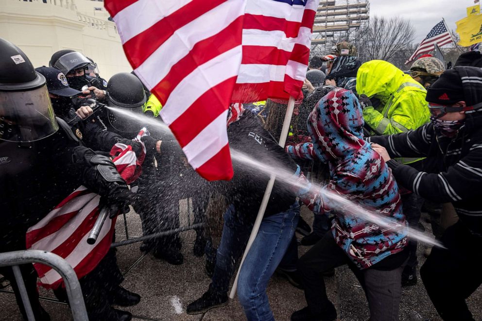 PHOTO: Trump supporters clash with police and security forces as people try to storm the US Capitol in Washington, Jan. 6, 2021.