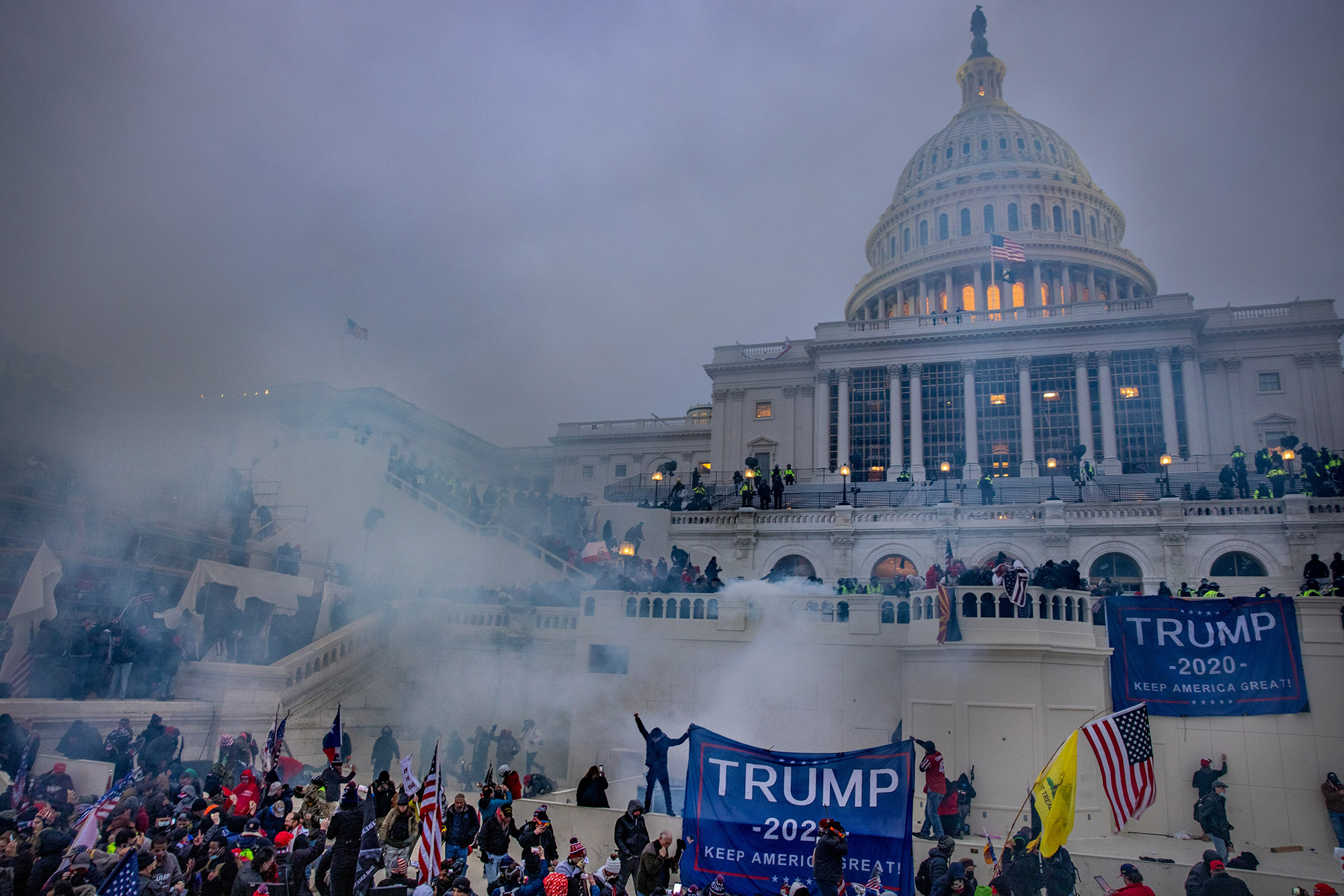 PHOTO: Tear gas is fired at supporters of President Trump who stormed the United States Capitol building in Washington, Jan. 6, 2021.
