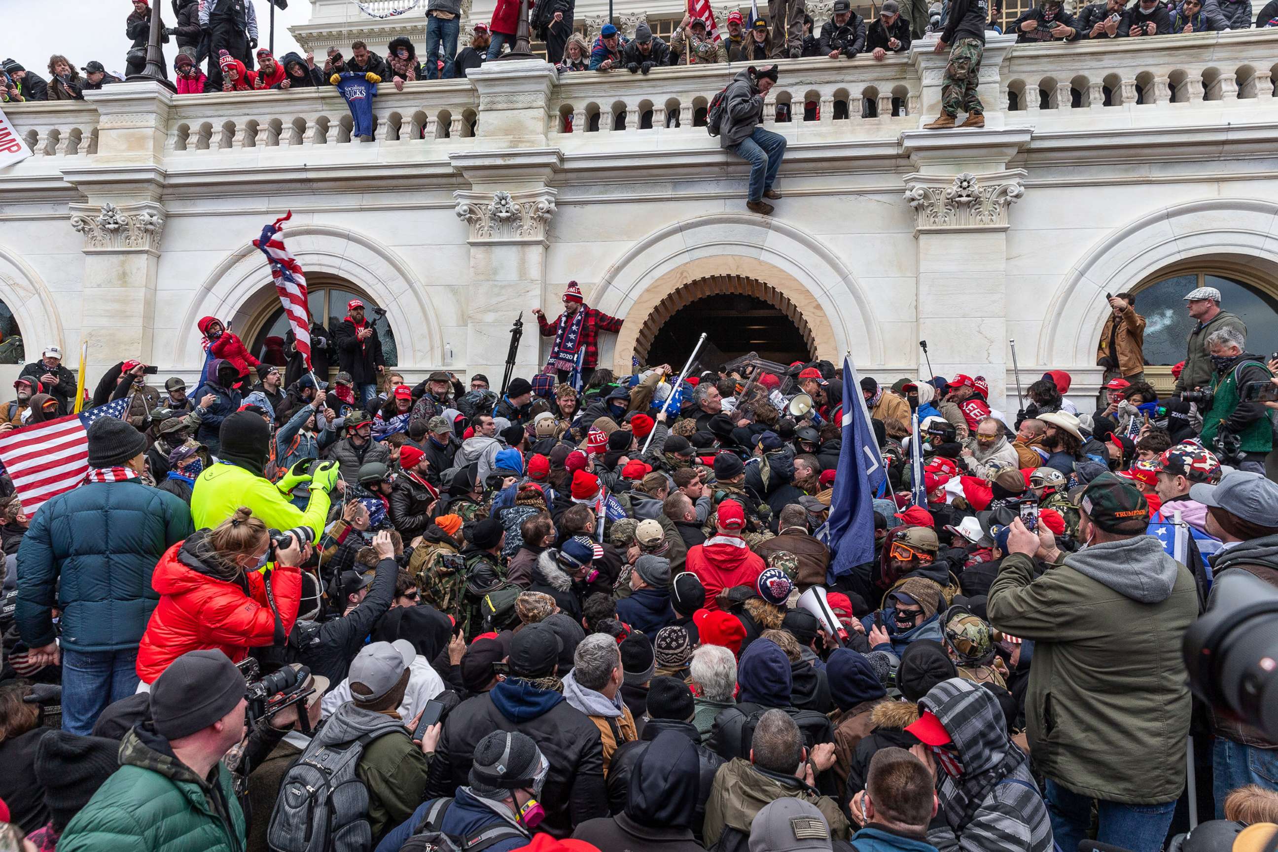 PHOTO: Rioters clash with police while trying to enter the Capitol building in Washington, DC., Jan. 6, 2021.