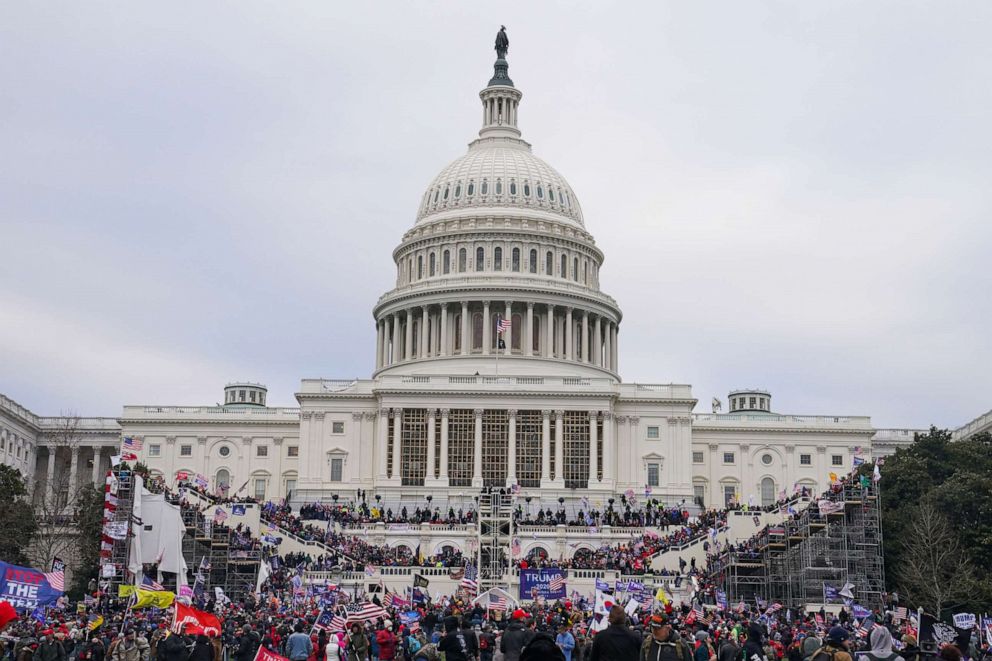 PHOTO: Insurrections loyal to President Donald Trump rally at the U.S. Capitol in Washington on Jan. 6, 2021.