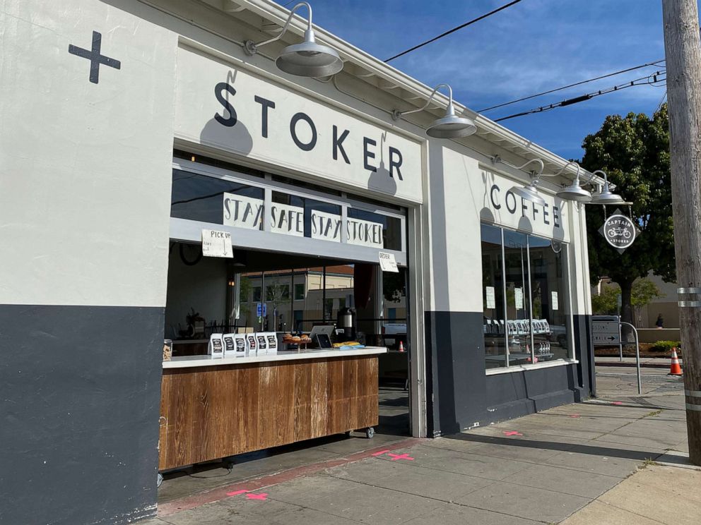 PHOTO: Outside Captain + Stoker in Monterey, Calif., the garage door has been modified to allow for socially distant outdoor to-go orders.