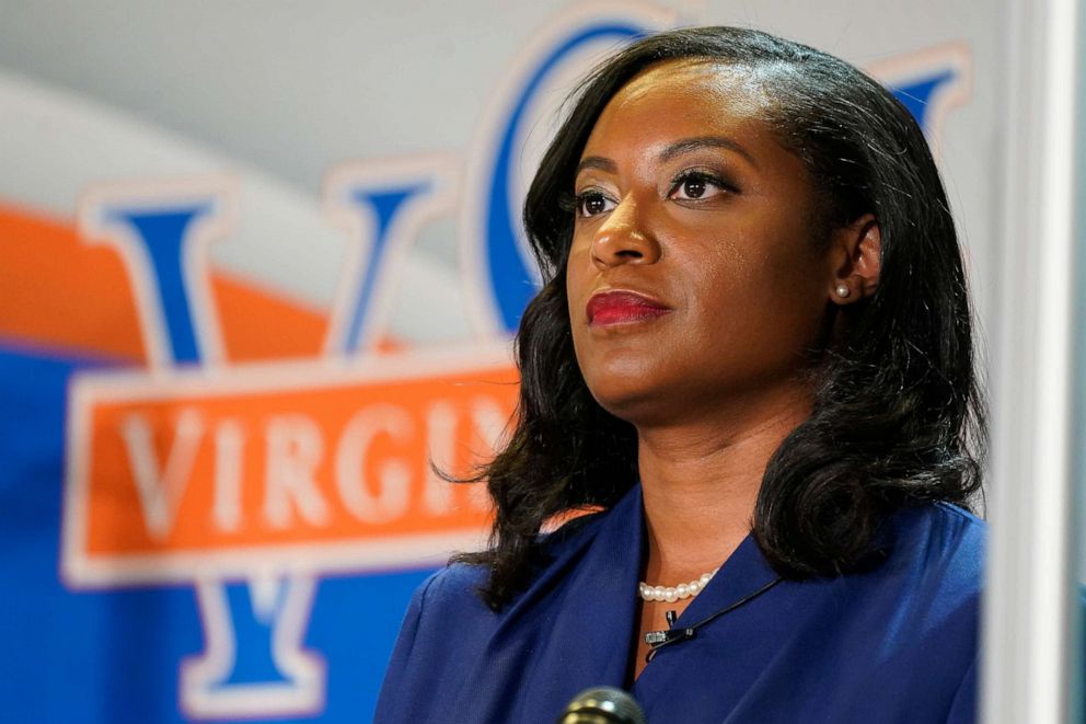 PHOTO: Democratic candidate for Governor of Virginia Del. Jennifer Carroll Foy prepares for a debate at Virginia Sate University in Petersburg, Va., April 6, 2021.