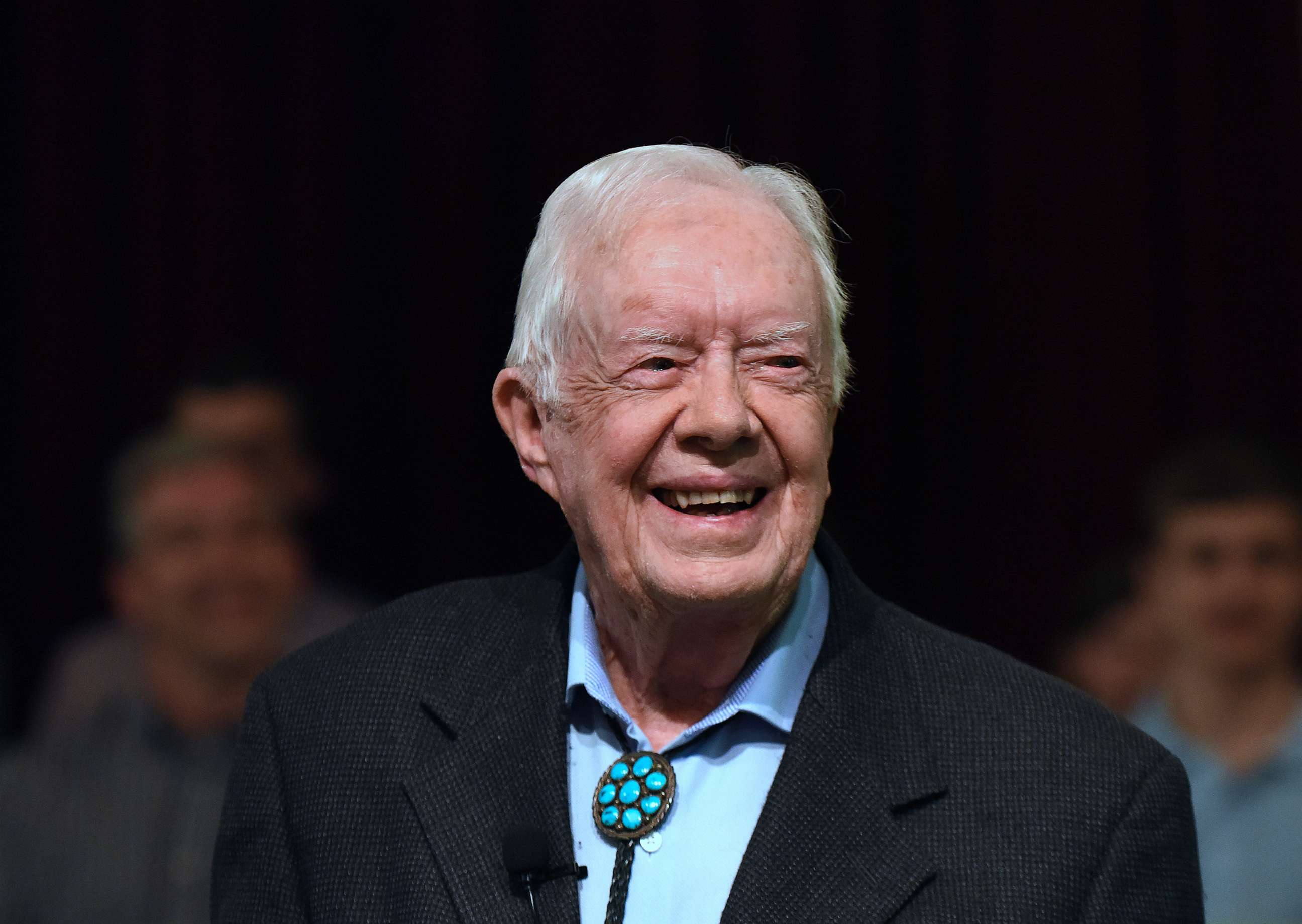 PHOTO: Former President Jimmy Carter speaks to the congregation at Maranatha Baptist Church before teaching Sunday school in his hometown of Plains, Ga., April 28, 2019.