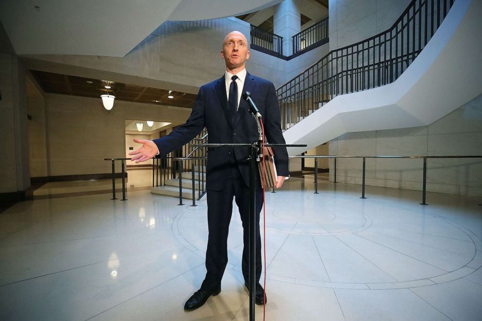 PHOTO: Former foreign policy adviser for the Trump campaign Carter Page speaks to reporters after testifying before the House Intelligence Committee on Capitol Hill in Washington, Nov. 2, 2017.