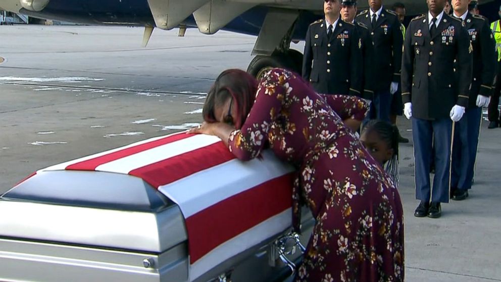 PHOTO: Myeshia Johnson sobs over the casket of fallen soldier and husband, Sgt. La David Johnson, who was killed in Niger.