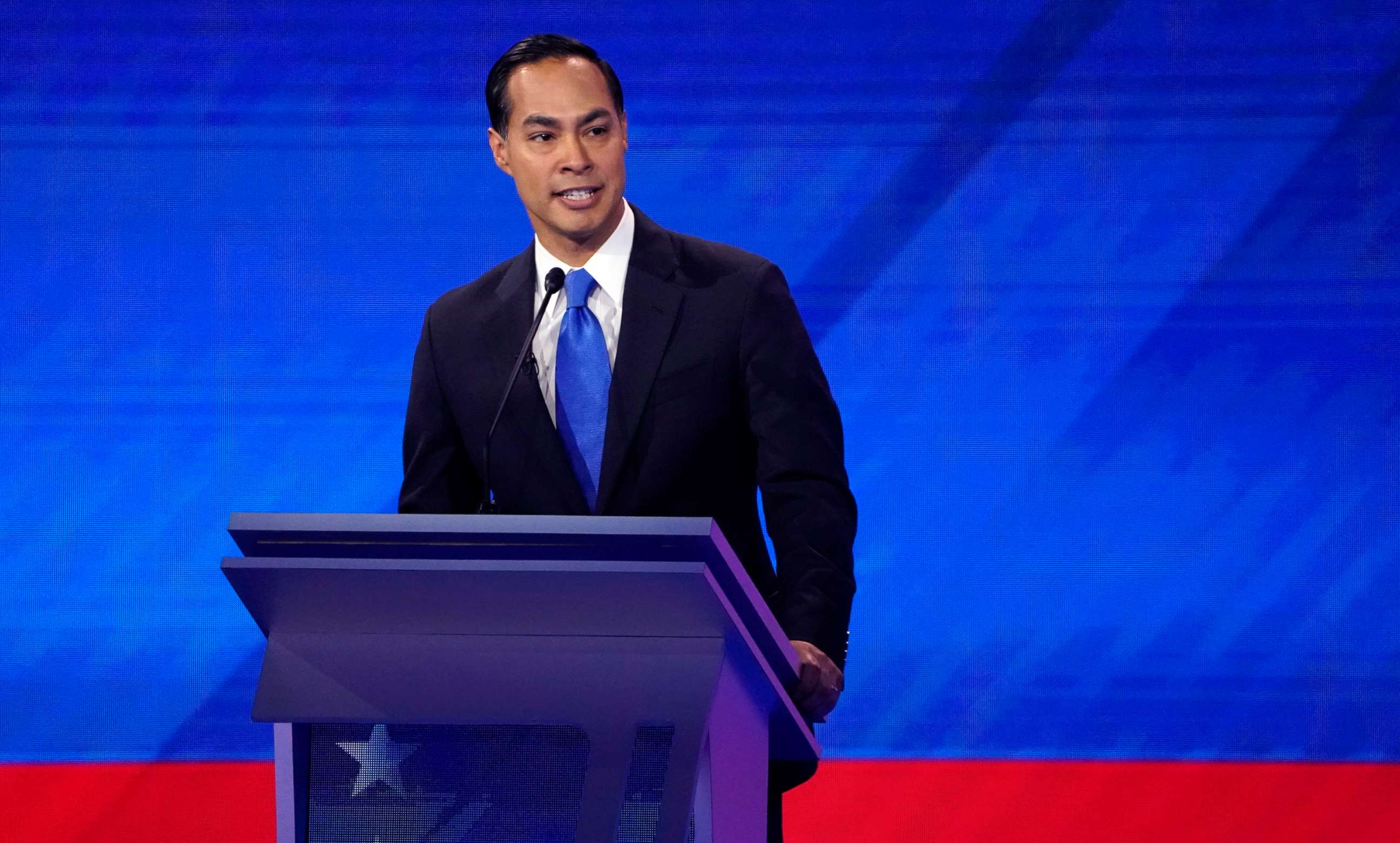 PHOTO: Former Housing Secretary Julian Castro speaks during the 2020 Democratic presidential debate in Houston, Sept. 12, 2019.