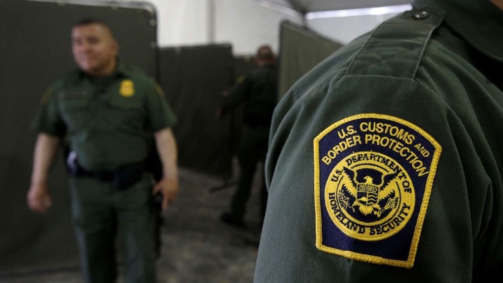 U.S. Border Patrol agents are seen during a tour of U.S. Customs and Border Protection (CBP) temporary holding facilities in El Paso, Texas, May 2, 2019.