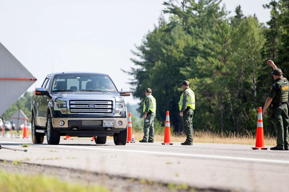 PHOTO: A vehicle enters a U.S. Border Patrol highway checkpoint on Aug. 1, 2018 in West Enfield, Maine.