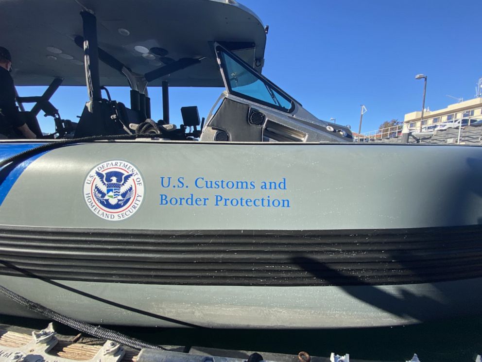 PHOTO: A CBP boat parked outside of Los Angeles ahead of Super Bowl LVI, on Feb. 7, 2022.