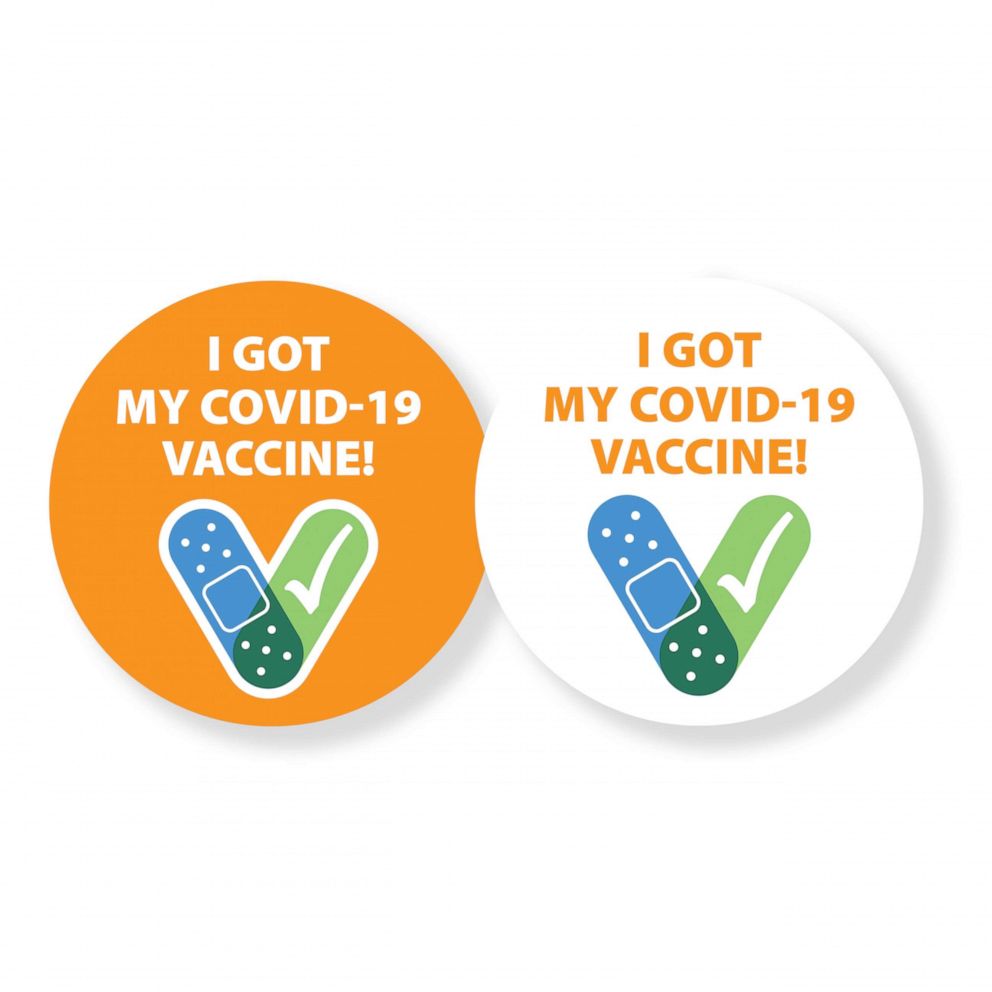 PHOTO: The Centers for Disease Control and Prevention created a design for stickers that say "I got my COVID-19 vaccine" for healthcare teams and other staff to wear after receiving the vaccine.