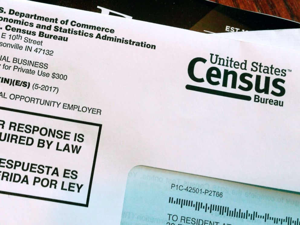 PHOTO: An envelope containing a 2018 census letter mailed to a U.S. resident as part of the nations only test run of the 2020 Census, March 23, 2018.