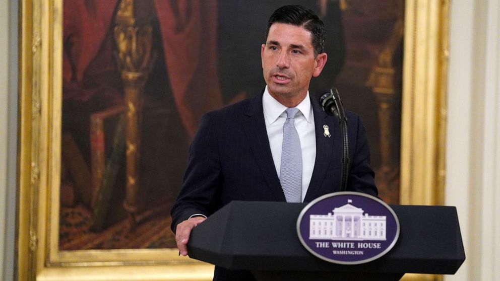 PHOTO: Chad Wolf, acting Secretary of Homeland Security, speaks during an event on "Operation Legend: Combatting Violent Crime in American Cities," in the East Room of the White House, July 22, 2020, in Washington.
