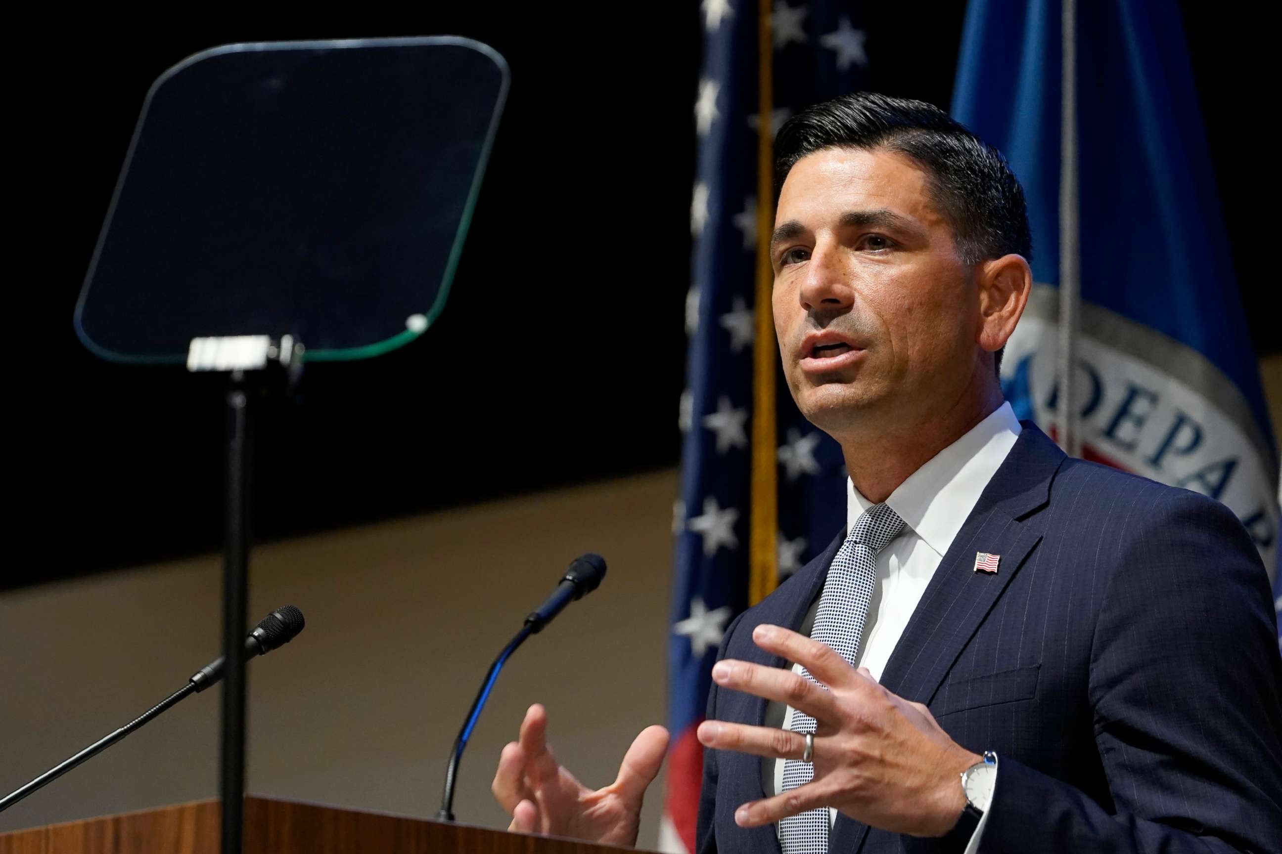 PHOTO: Department of Homeland Security Acting Secretary Chad Wolf speaks during an event at DHS headquarters in Washington, Sept. 9, 2020.