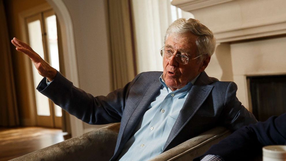 PHOTO: Charles Koch talks during an interview with the Washington Post at the Freedom Partners Summit on Monday, Aug. 3, 2015 in Dana Point, Calif.