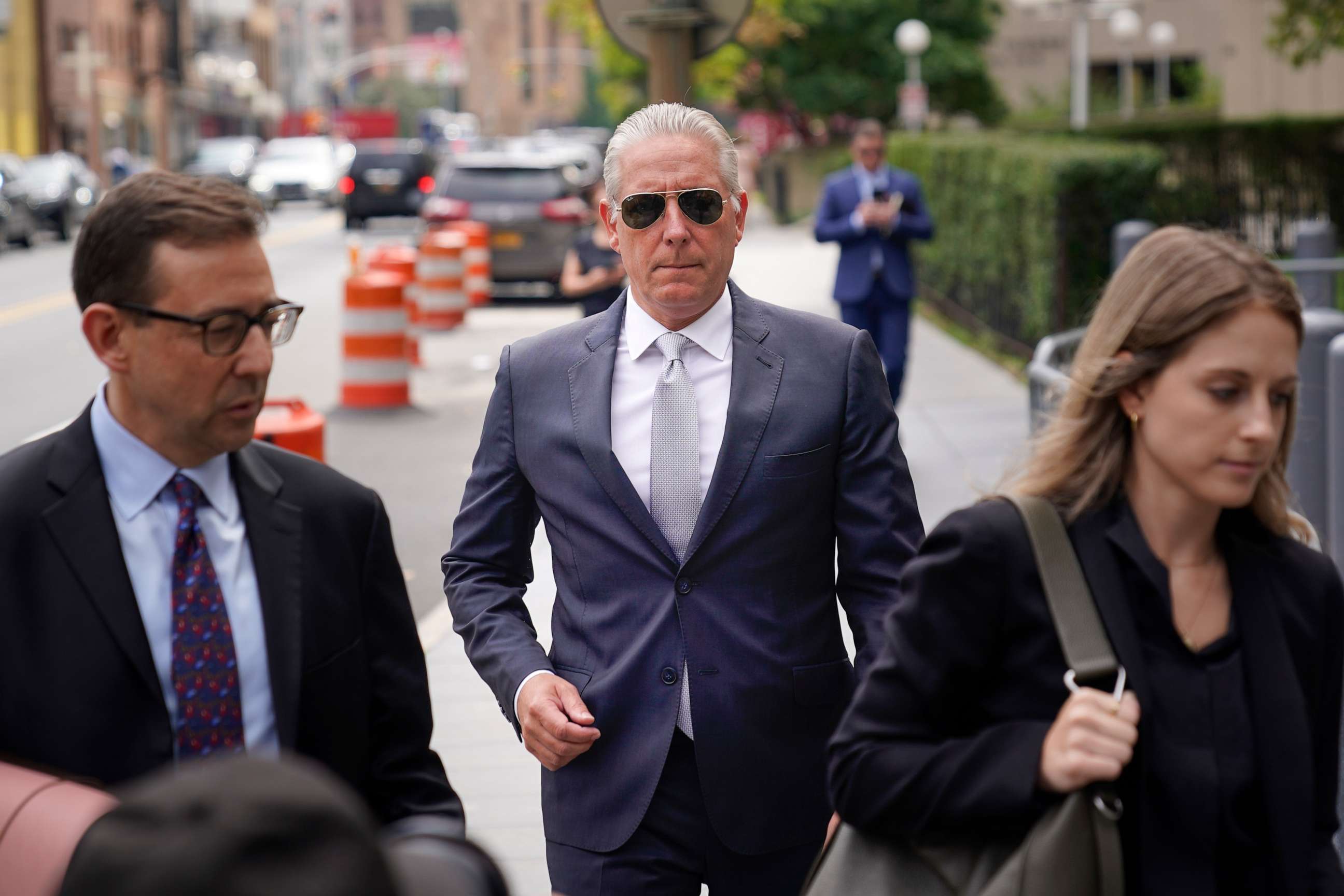 PHOTO: Charles McGonigal, former special agent in charge of the FBI's counterintelligence division in New York, center, arrives to Manhattan federal court in New York, Tuesday, Aug. 15, 2023.