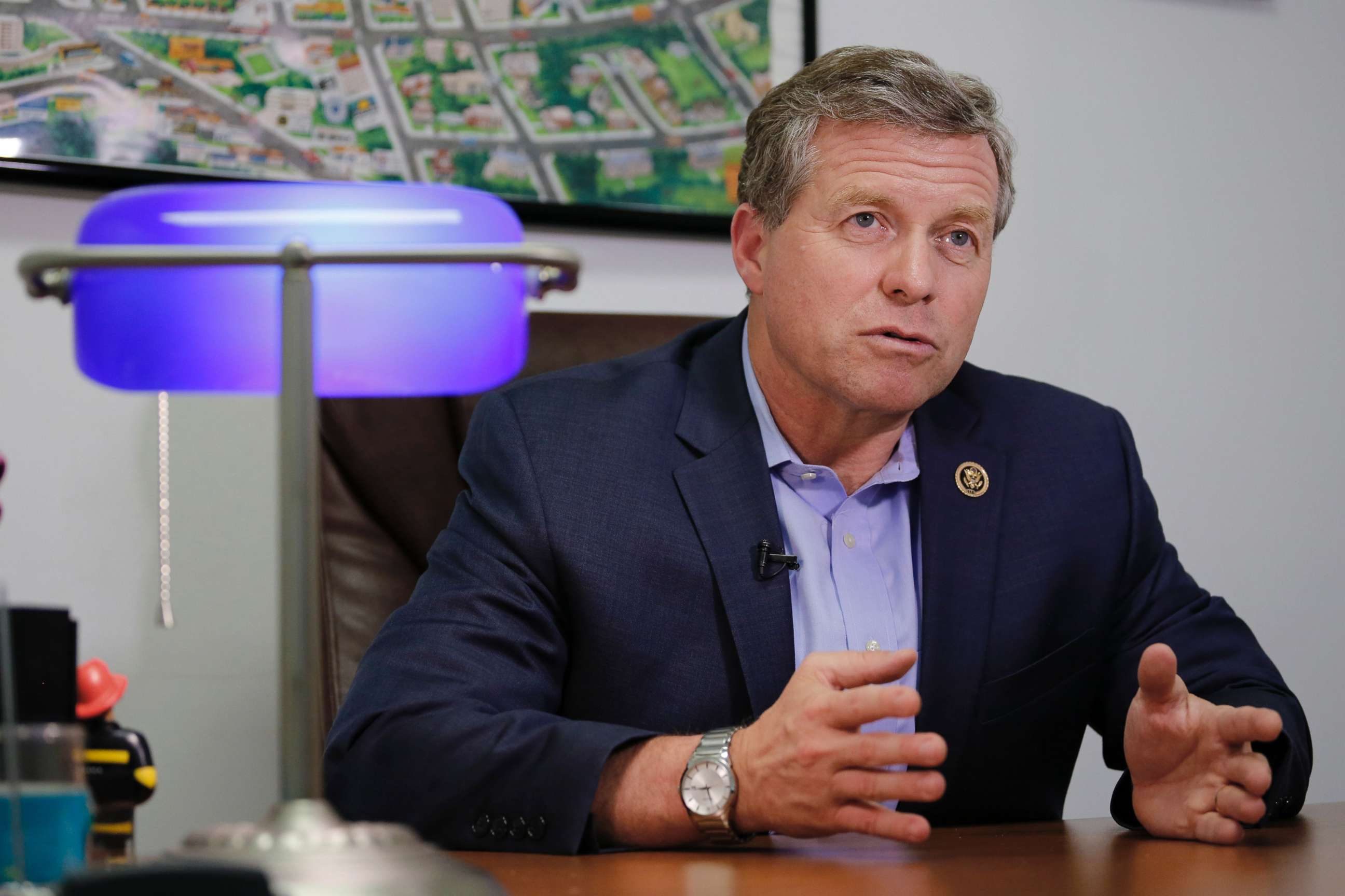 PHOTO: Rep. Charlie Dent speaks during an interview at his campaign office in Allentown, Pa., Nov. 2, 2016.