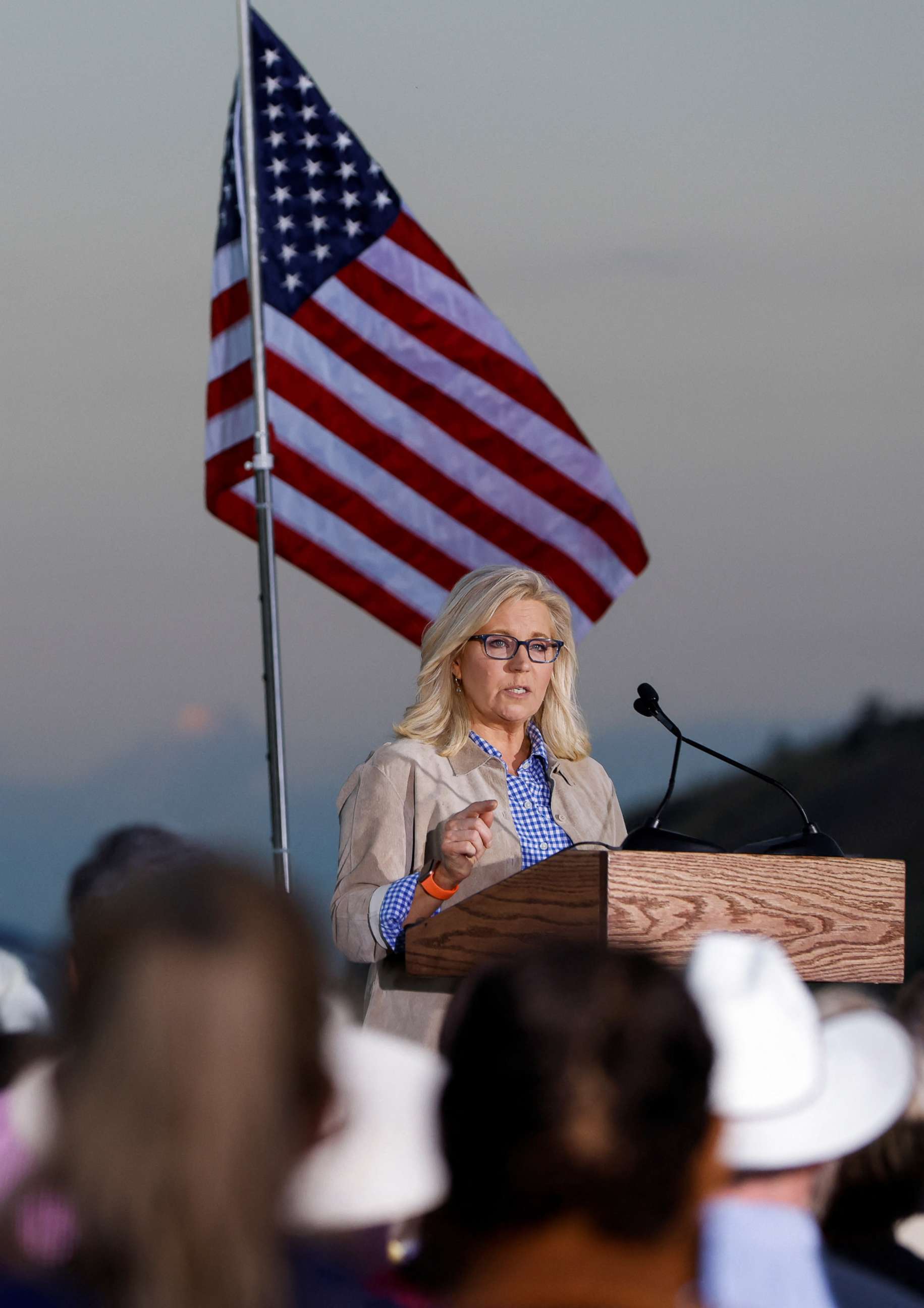 PHOTO: Republican candidate Representative Liz Cheney speaks during her primary election night party in Jackson, Wyo., Aug. 16, 2022.