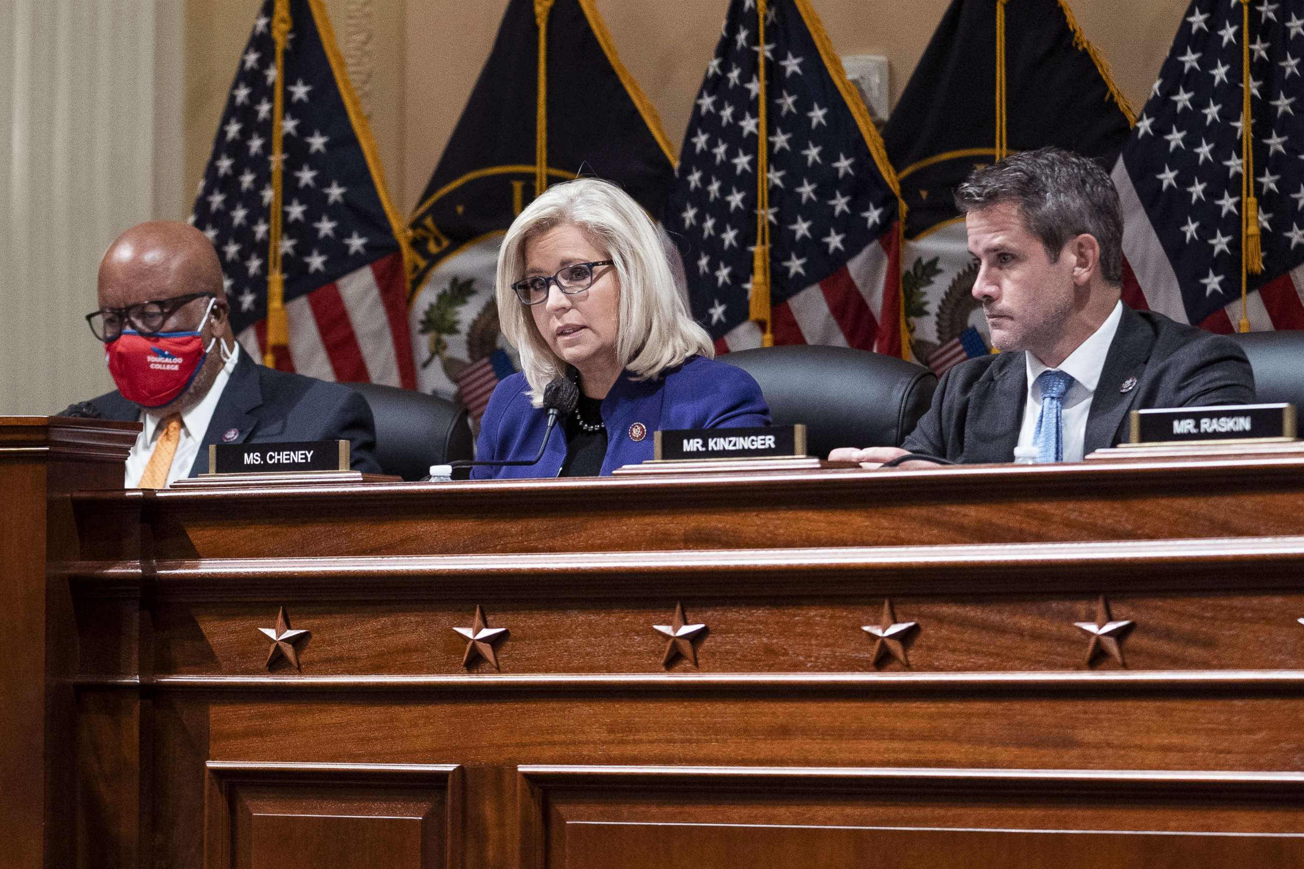 PHOTO: Rep. Liz Cheney speaks during a business meeting of the Select Committee to Investigate the January 6th Attack on the U.S. Capitol in Washington, D.C., Oct. 19, 2021.