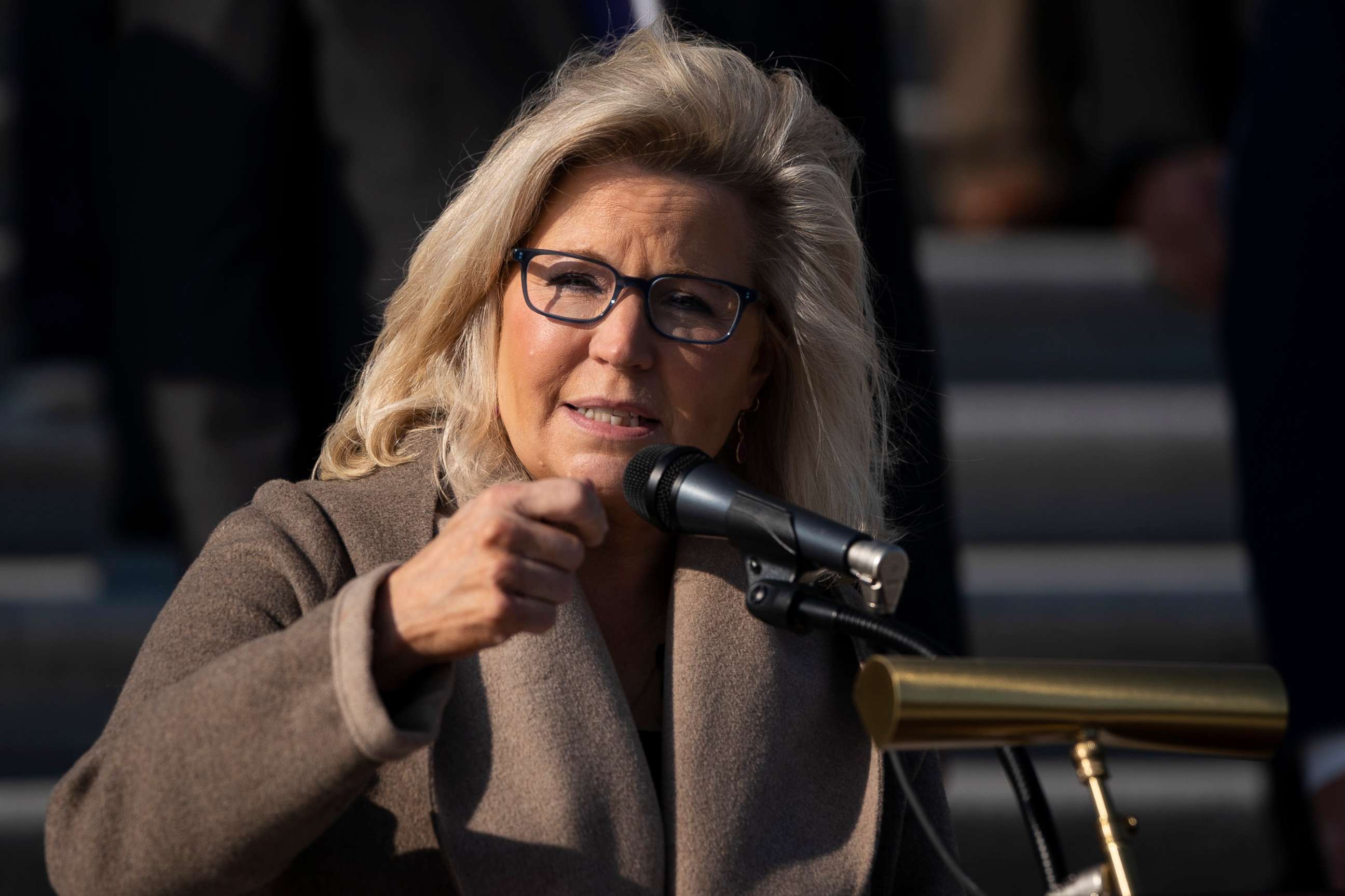 PHOTO: Rep. Liz Cheney speaks during a news conference with fellow House Republicans outside the Capitol, Dec. 10, 2020.