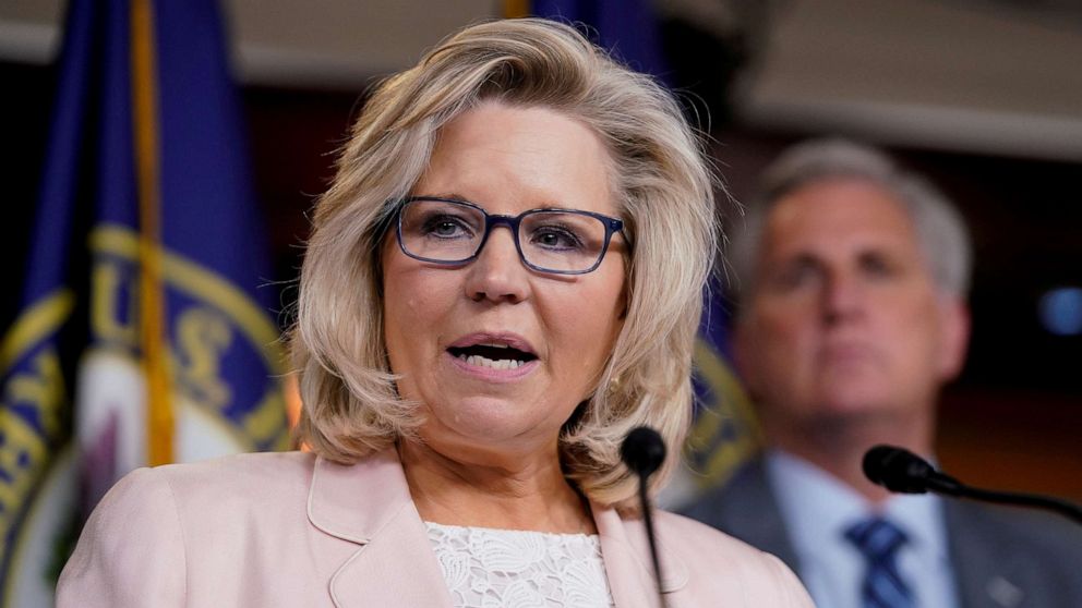 PHOTO: House Republican Conference Chair Liz Cheney speaks at a news conference on Capitol Hill, May 8, 2019. 
