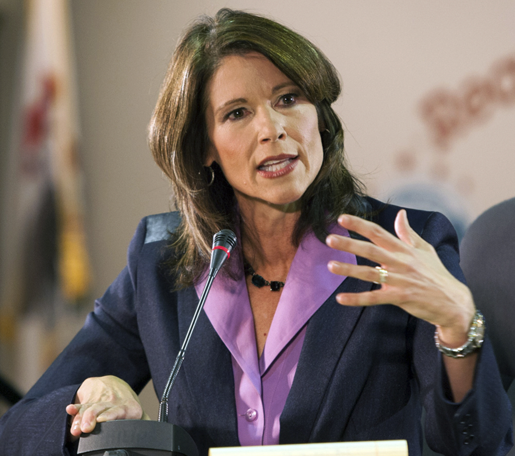 In this Oct. 17, 2012 file photo, U.S. Rep. Cheri Bustos, D-Ill., speaks in Rockford, Ill. 