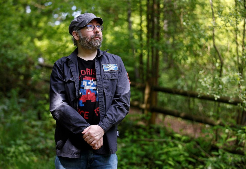 PHOTO: Bret Chiafalo, a plaintiff in a case before the U.S. Supreme Court on 'faithless electors' poses for a photo at Lake Stickney Park near his home in Lynnwood, Wash., May 9, 2020.