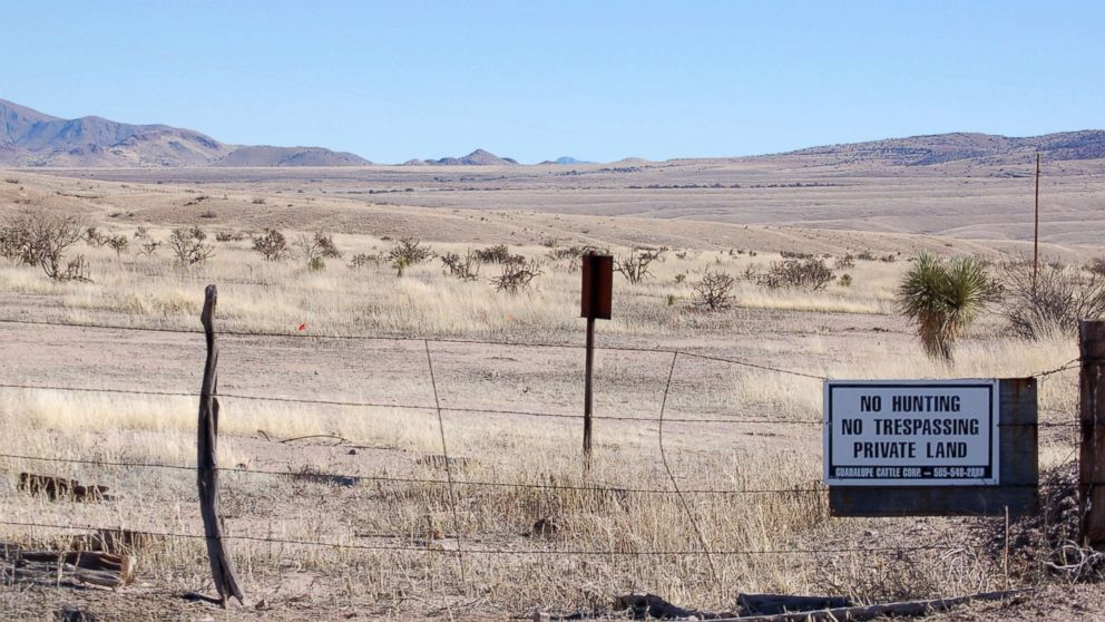 PHOTO: A 2012 photo taken near Cloverdale in New Mexico's Bootheel region shows a gated part of the Diamond A Ranch and is 77 miles south of Lordsburg, N.M., the nearest U.S. Border Patrol station.