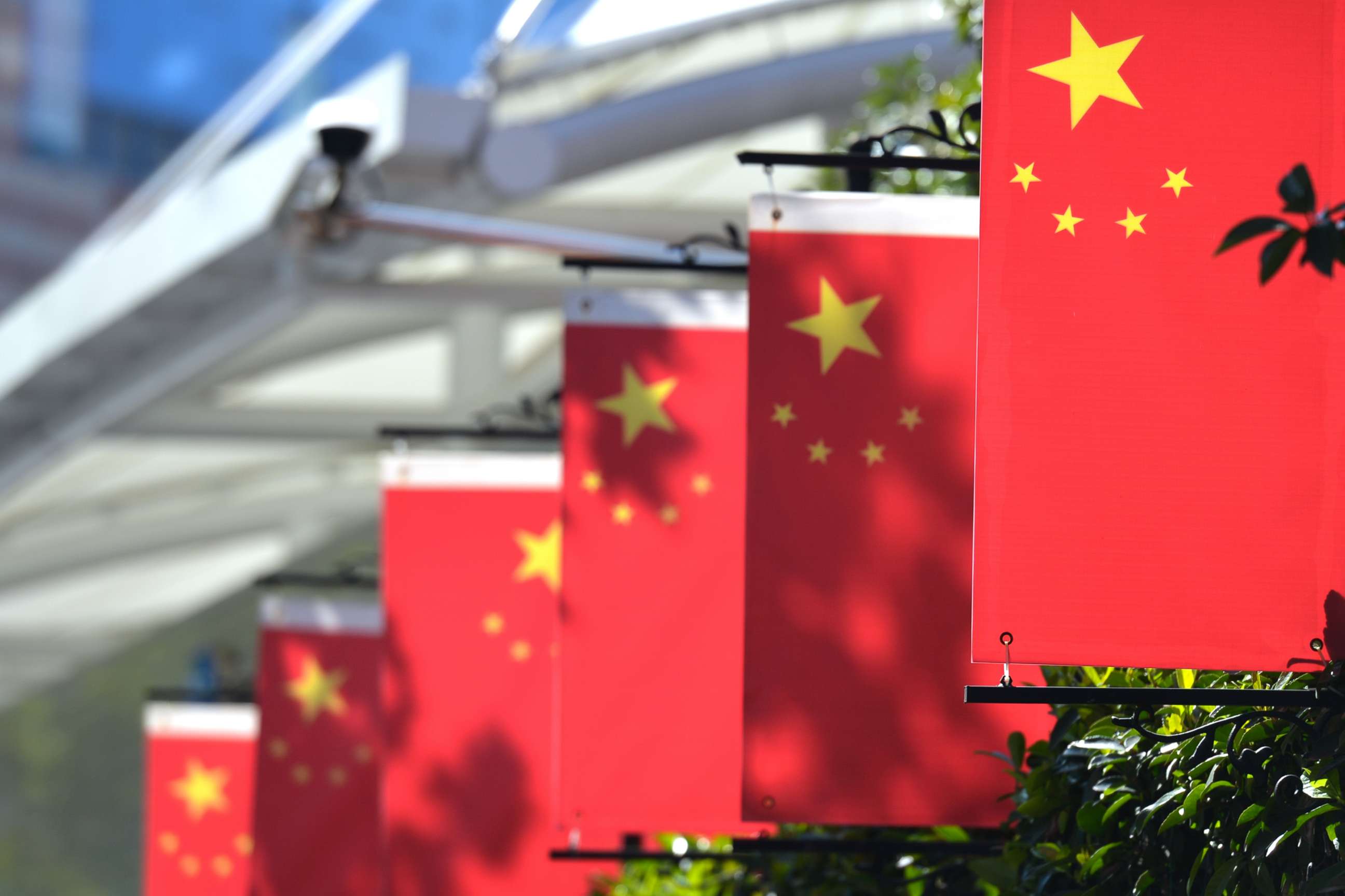 PHOTO: A view of China National Flags near the birthplace of China's Communist Party in Shangha, Oct. 31, 2017, in Shanghai.