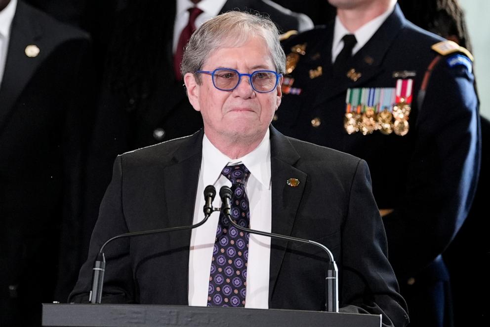 PHOTO: James "Chip" Carter speaks during a service for former President Jimmy Carter at the Jimmy Carter Presidential Library and Museum in Atlanta, Jan. 4, 2025. 