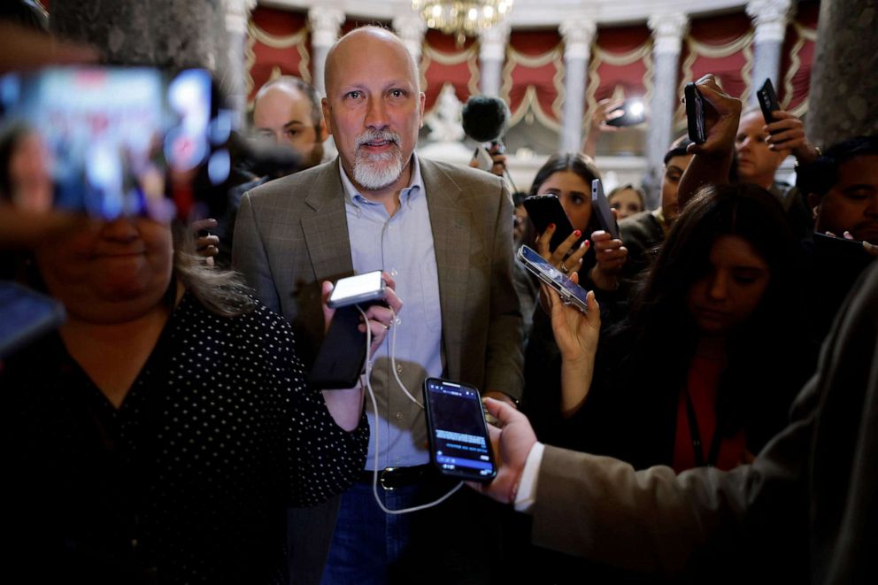 PHOTO: FILE - Rep. Chip Roy talks to reporters after leaving the offices of Speaker of the House Kevin McCarthy at the U.S. Capitol, May 25, 2023 in Washington, DC.