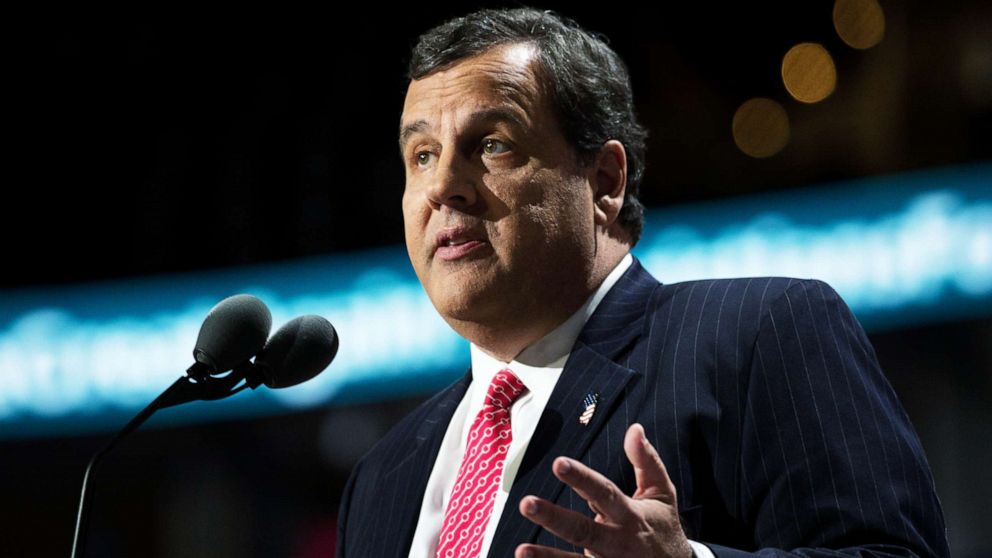 PHOTO: Gov. Chris Christie speaks on the second day of the Republican National Convention on July 19, 2016, at the Quicken Loans Arena in Cleveland.