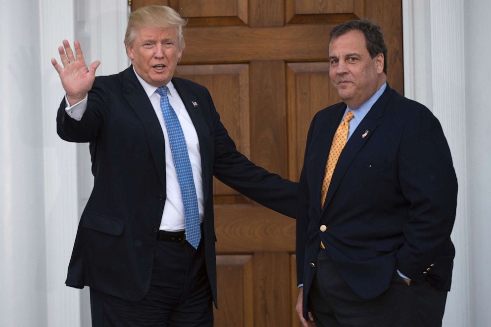 PHOTO: President-elect Donald Trump meets with New Jersey Governor Chris Christie at Trump National Golf Club Nov. 20, 2016 in Bedminster, New Jersey.
