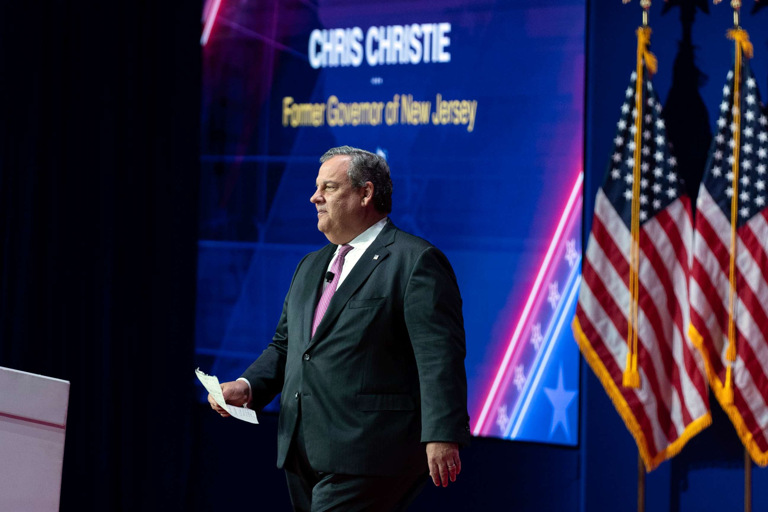 PHOTO: Republican presidential candidate former New Jersey Gov. Chris Christie attends the Faith and Freedom Coalition Policy Conference in Washington, June 23, 2023.