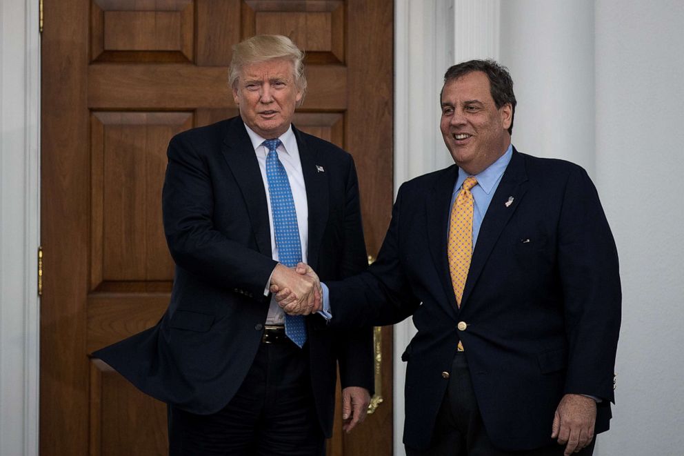 PHOTO: President-elect Donald Trump and New Jersey Governor Chris Christie shake hands before their meeting at Trump International Golf Club, Nov. 20, 2016, in Bedminster Township, N.J.