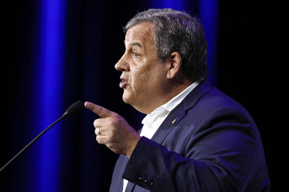 PHOTO: Former New Jersey Governor Chris Christie speaks during the 2021 Republican Jewish Coalition National Leadership Meeting at the Venetian hotel and casino in Las Vegas, Nov. 6, 2021.