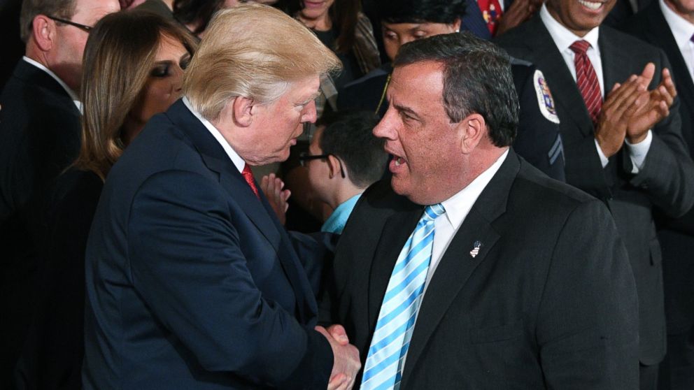 PHOTO: President Donald Trump shakes hands with New Jersey Governor Chris Christie, Oct. 26, 2017 in the East Room of the White House during an event to declare the opioid crisis a "nationwide public health emergency."