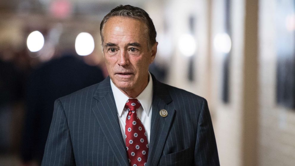 PHOTO: Rep. Chris Collins leaves the House Republican Conference meeting in the Capitol on June 20, 2018.